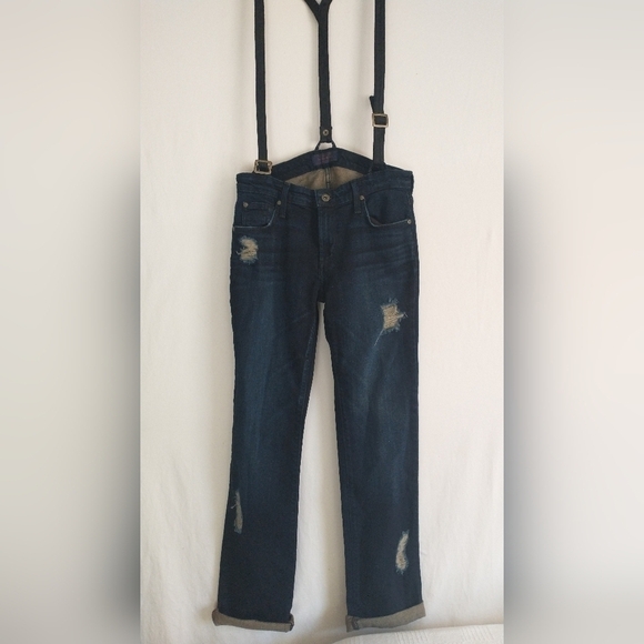 James Jeans "Buddy" Suspenders Dark Wash Jeans Size 27 - Picture 3 of 8